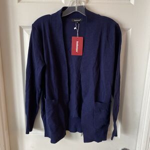 Redhotype Cardigan Women’s Small NWT Navy Blue Open Front Pockets Light